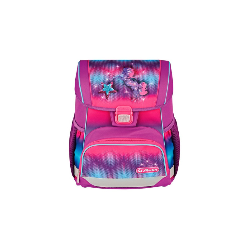 Herlitz Loop Plus Funky Horse, Schulranzen(lila/pink, inkl. 16 tlg. Schüleretui, Faulenzer-Mäppchen, Sportbeutel)