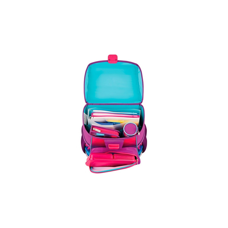 Herlitz Loop Plus Funky Horse, Schulranzen(lila/pink, inkl. 16 tlg. Schüleretui, Faulenzer-Mäppchen, Sportbeutel)
