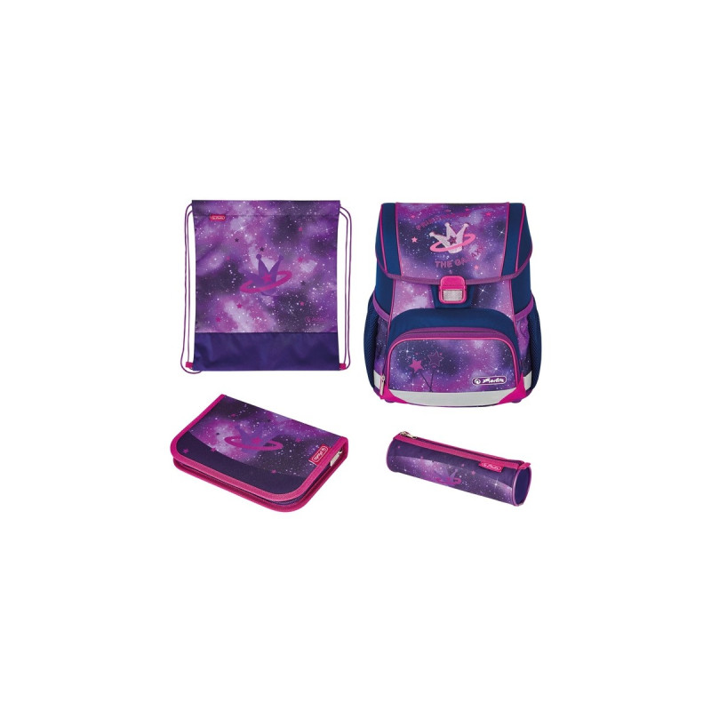 Herlitz Loop Plus Galaxy Princess, Schulranzen(lila, inkl. 16 tlg. Schüleretui, Faulenzermäppchen, Sportbeutel)