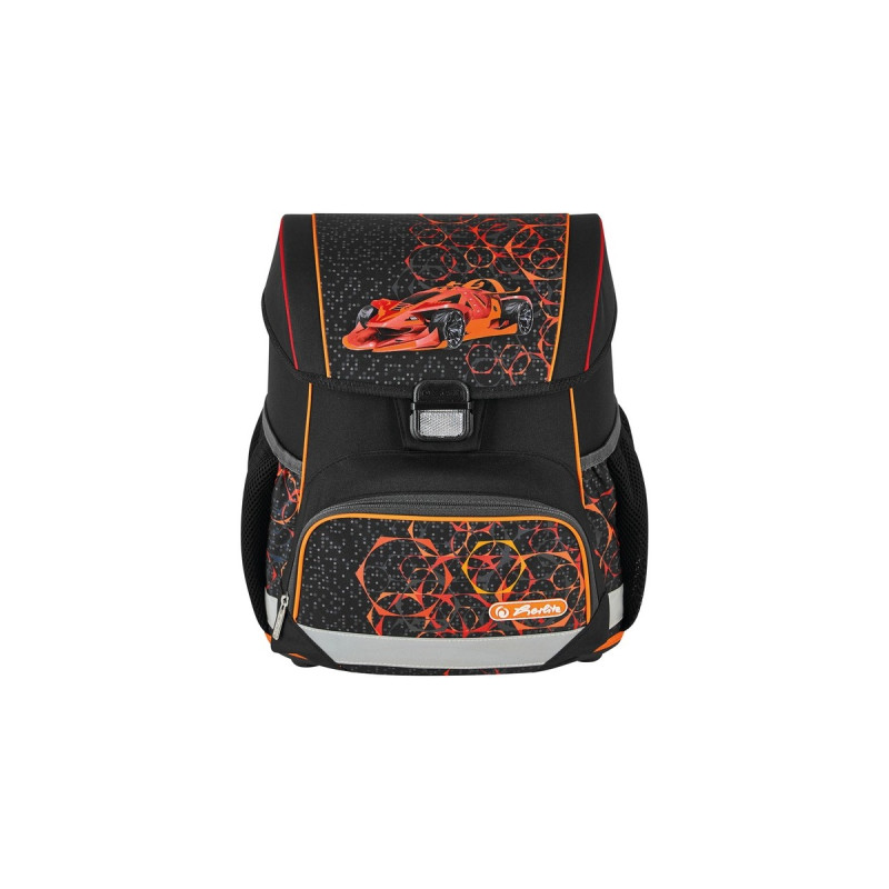 Herlitz Loop Plus Mechanic, Schulranzen(schwarz/hellorange, inkl. 16 tlg. Schüleretui, Faulenzermäppchen, Sportbeutel)