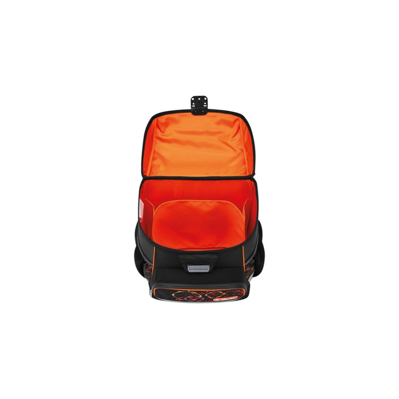 Herlitz Loop Plus Mechanic, Schulranzen(schwarz/hellorange, inkl. 16 tlg. Schüleretui, Faulenzermäppchen, Sportbeutel)