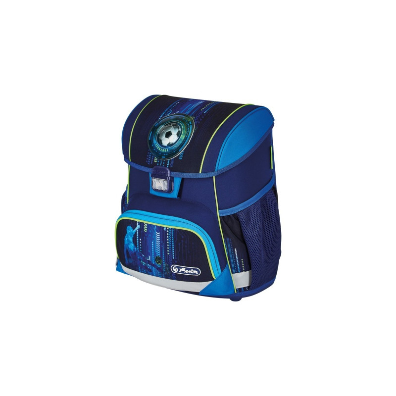 Herlitz Loop Plus Soccer, Schulranzen(blau, inkl. 16 tlg. Schüleretui, Faulenzermäppchen, Sportbeutel)