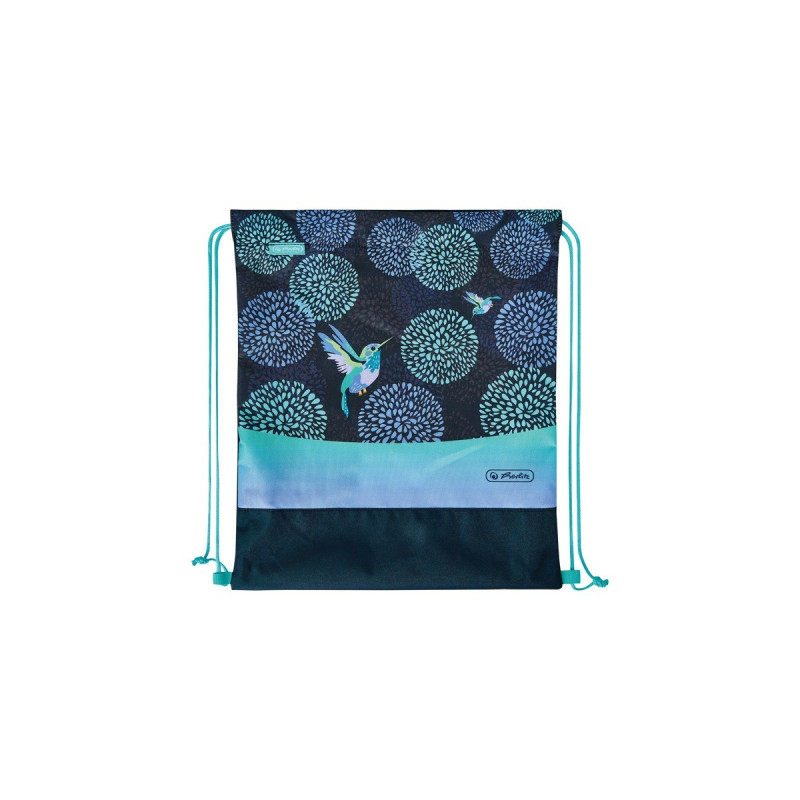 Herlitz SoftLight Plus Bloomy Birds, Schulranzen(dunkelblau/türkis, inkl. befülltem 16 tlg. Schüleretui, Faulenzermäppchen, Sportbeutel)