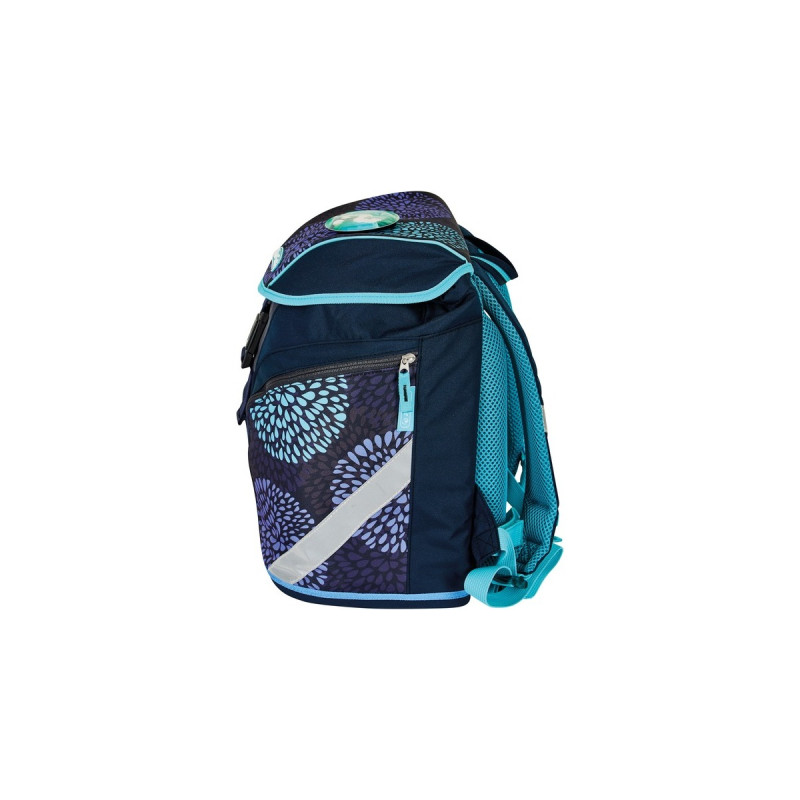 Herlitz SoftLight Plus Bloomy Birds, Schulranzen(dunkelblau/türkis, inkl. befülltem 16 tlg. Schüleretui, Faulenzermäppchen, Sportbeutel)