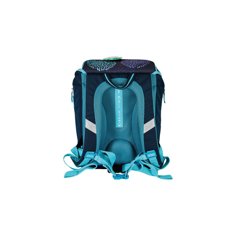 Herlitz SoftLight Plus Bloomy Birds, Schulranzen(dunkelblau/türkis, inkl. befülltem 16 tlg. Schüleretui, Faulenzermäppchen, Sportbeutel)