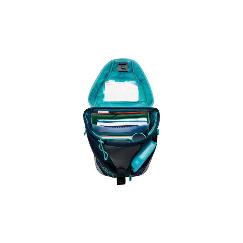 Herlitz SoftLight Plus Bloomy Birds, Schulranzen(dunkelblau/türkis, inkl. befülltem 16 tlg. Schüleretui, Faulenzermäppchen, Sportbeutel)