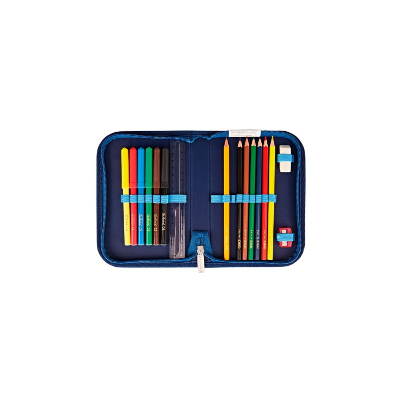 Herlitz SoftLight Plus GreenLine Deep Sea, Schulranzen(blau, inkl. befülltem 16 tlg. Schüleretui, Faulenzermäppchen, Sportbeutel)