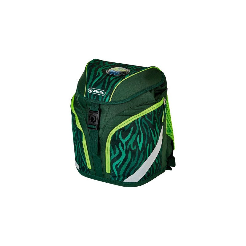Herlitz SoftLight Plus Jungle, Schulranzen(grün/dunkelgrün, inkl. befülltem 16 tlg. Schüleretui, Faulenzermäppchen, Sportbeutel)
