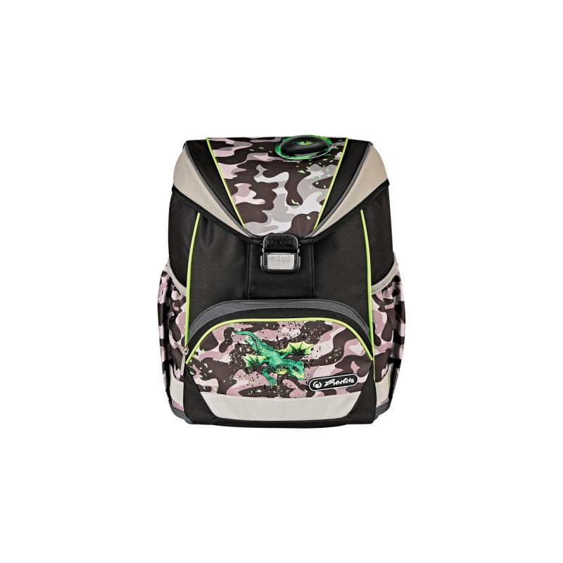 Herlitz UltraLight Plus Camo Dragon, Schulranzen(grau/braun, inkl. 16 tlg. Schüleretui, Faulenzermäppchen, Sportbeutel)