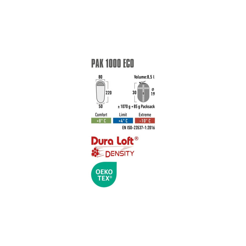 High Peak Mumienschlafsack Pak 1000 ECO(dunkelgrün/rot)