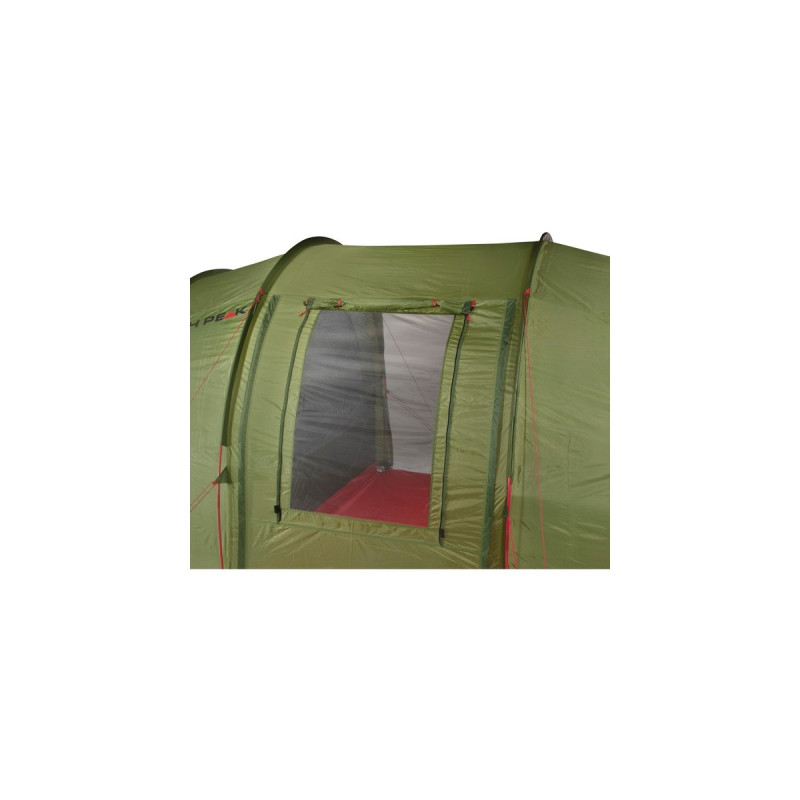 High Peak Vis á Vis Tunnelzelt Goose 4 LW(olivgrün/rot, mit 2 Schlafräumen, Modell 2022)