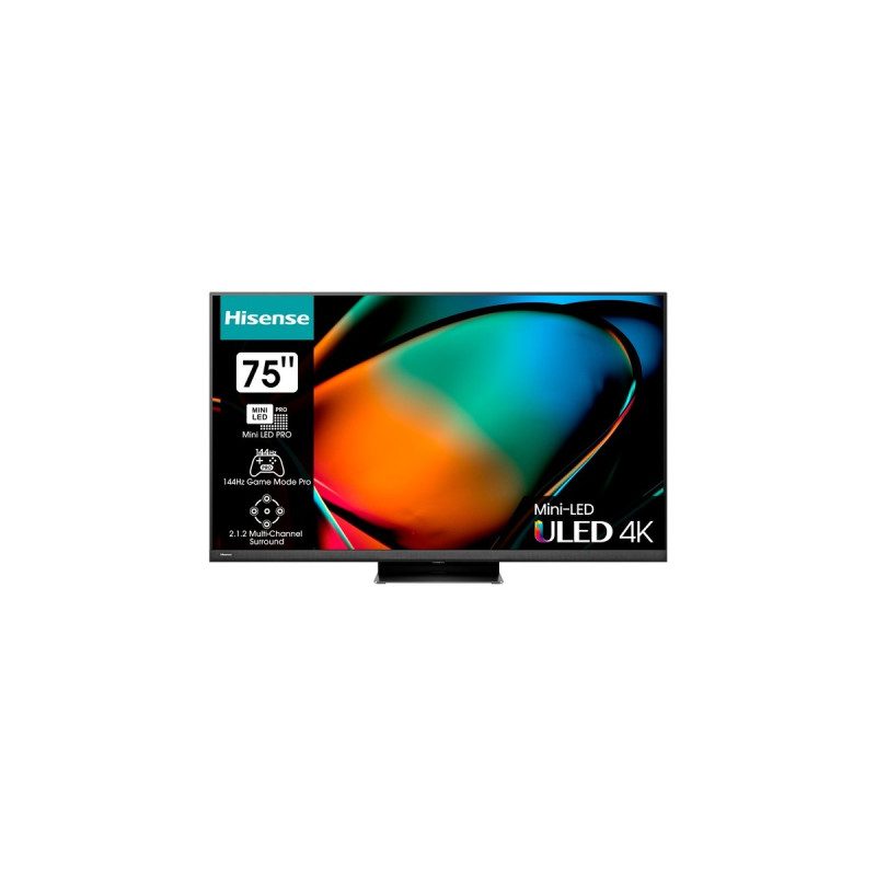 Hisense 75U8KQ, LED-Fernseher(189 cm (75 Zoll), schwarz/anthrazit, UltraHD/4K, Triple Tuner, HDR10, WLAN, LAN, Bluetooth. Free-Sync, 120Hz Panel)