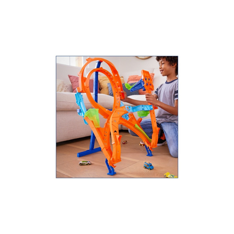 Hot Wheels Action Vertikaler 8er-Kurvensprung, Rennbahn(inkl. 1 Spielzeugauto)