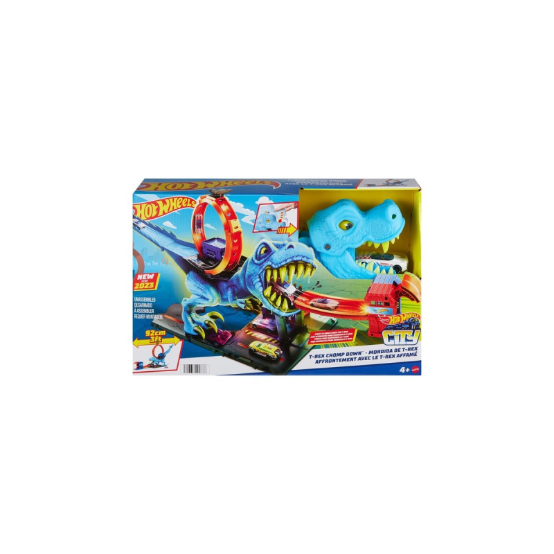 Hot Wheels City T-Rex Attacke Spielset, Rennbahn(inkl. 1 Spielzeugauto)