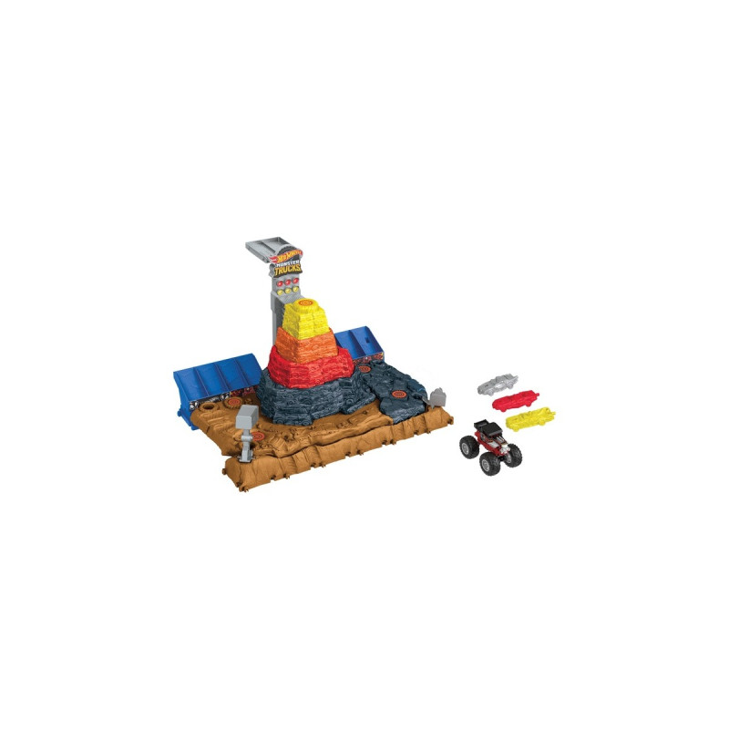 Hot Wheels Monster Trucks Arena World Main Event: Bone Shaker’s Ultimate Crush Yard, Rennbahn(inkl. 4 Spielzeugautos)