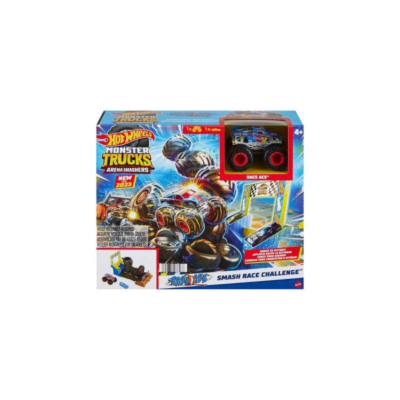 Hot Wheels Monster Trucks Arena World: Entry Challenge - Race Ace's Tire Smash Race, Rennbahn(inkl. 2 Spielzeugautos)