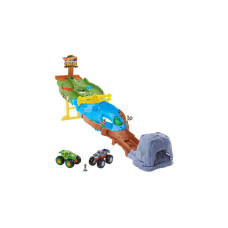 Hot Wheels Monster Trucks Wettkampf Rennstrecke, Rennbahn(Inkl. 2 Spielzeugautos)
