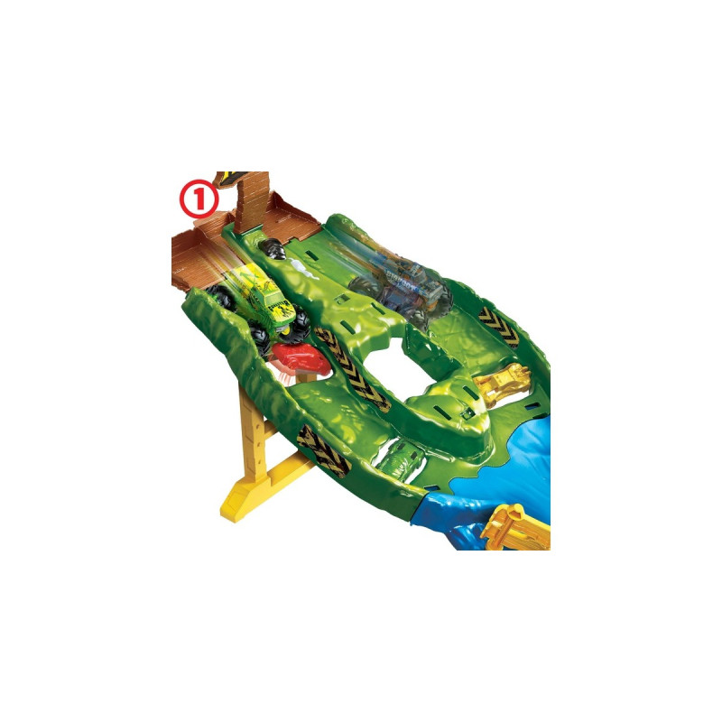 Hot Wheels Monster Trucks Wettkampf Rennstrecke, Rennbahn(Inkl. 2 Spielzeugautos)