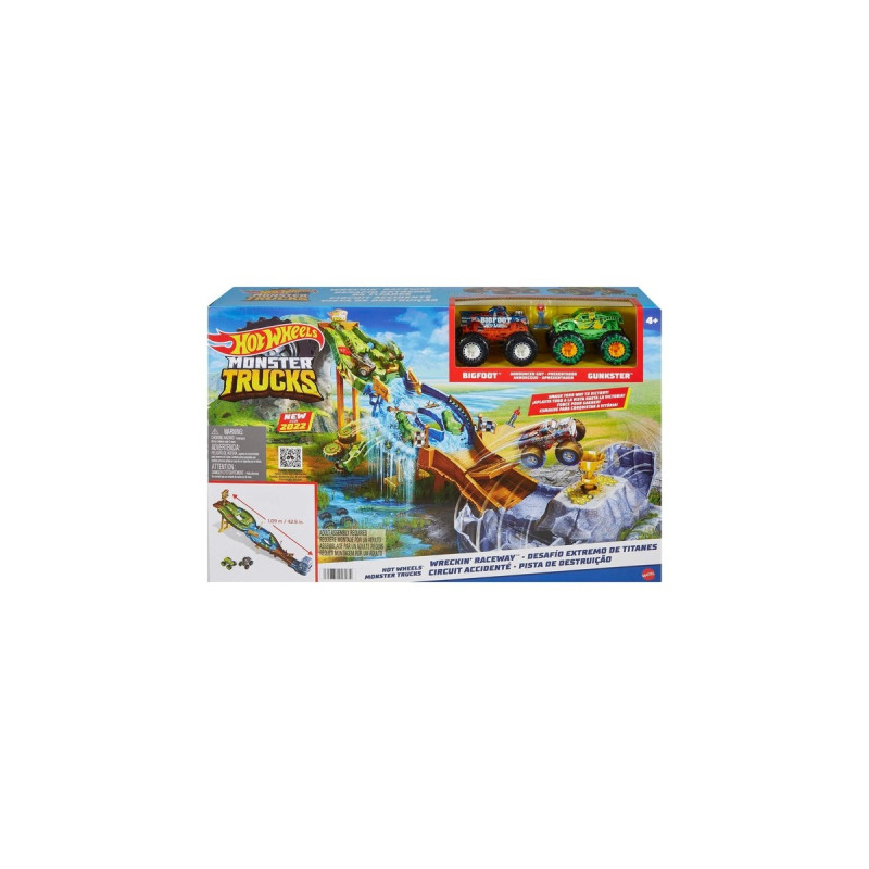Hot Wheels Monster Trucks Wettkampf Rennstrecke, Rennbahn(Inkl. 2 Spielzeugautos)