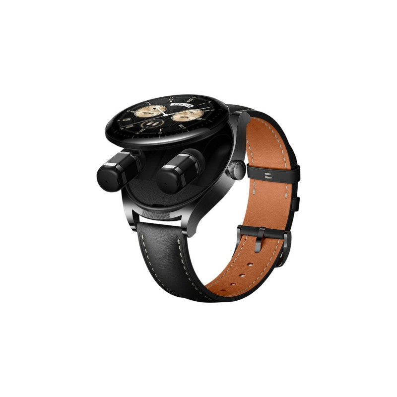 Huawei Watch Buds (Saga-B19T), Smartwatch(schwarz, schwarzes Lederamband, inkl. Kopfhörer, Outlet)