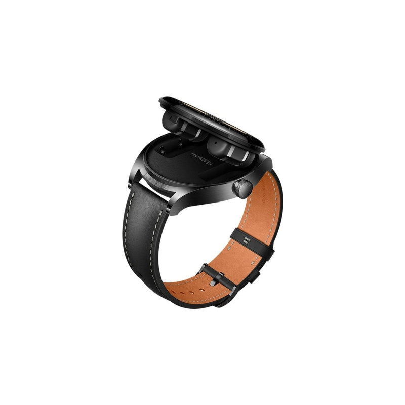 Huawei Watch Buds (Saga-B19T), Smartwatch(schwarz, schwarzes Lederamband, inkl. Kopfhörer, Outlet)