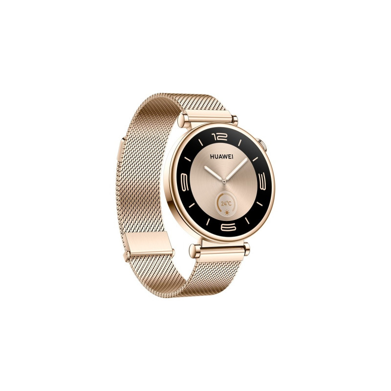 Huawei Watch GT4 41mm (Aurora-B19M), Smartwatch(gold/weiß, goldenes Milanese-Armband)