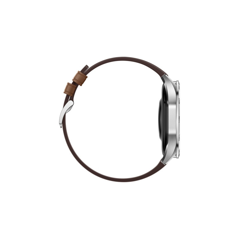 Huawei Watch GT4 46mm (Phoinix-B19L), Smartwatch(silber, braunes Lederarmband)