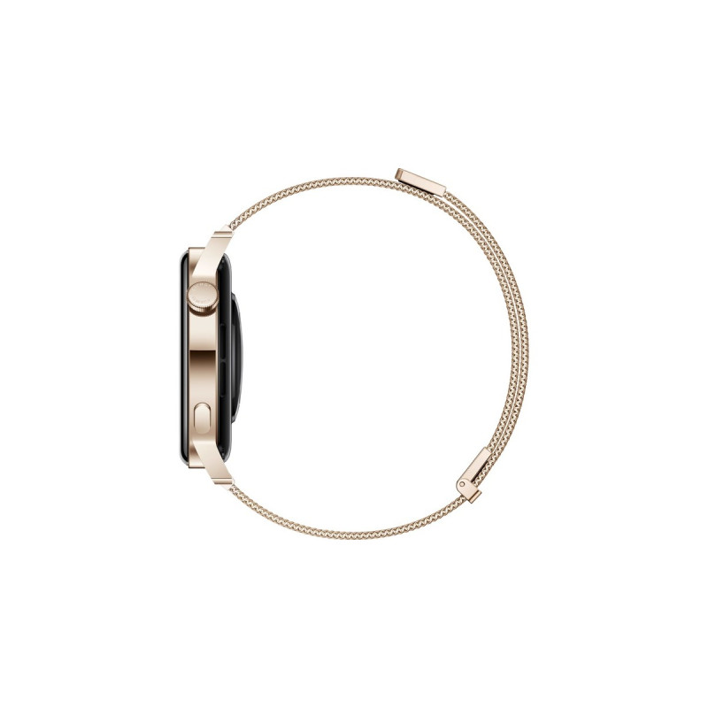 Huawei Watch GT 3, Smartwatch(schwarz/gold, 42mm; Armband: Gold, Milanaise-Armband)