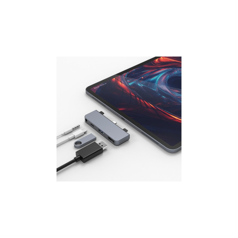 Hyper 4-in-1 USB-C Dock, Dockingstation(dunkelgrau)
