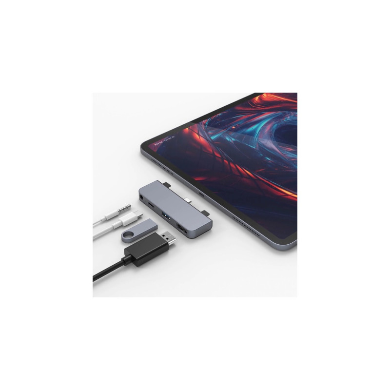 Hyper 4-in-1 USB-C Dock, Dockingstation(dunkelgrau)