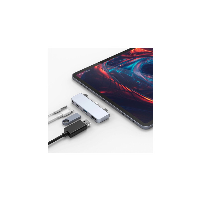 Hyper 4-in-1 USB-C Dock, Dockingstation(silber)