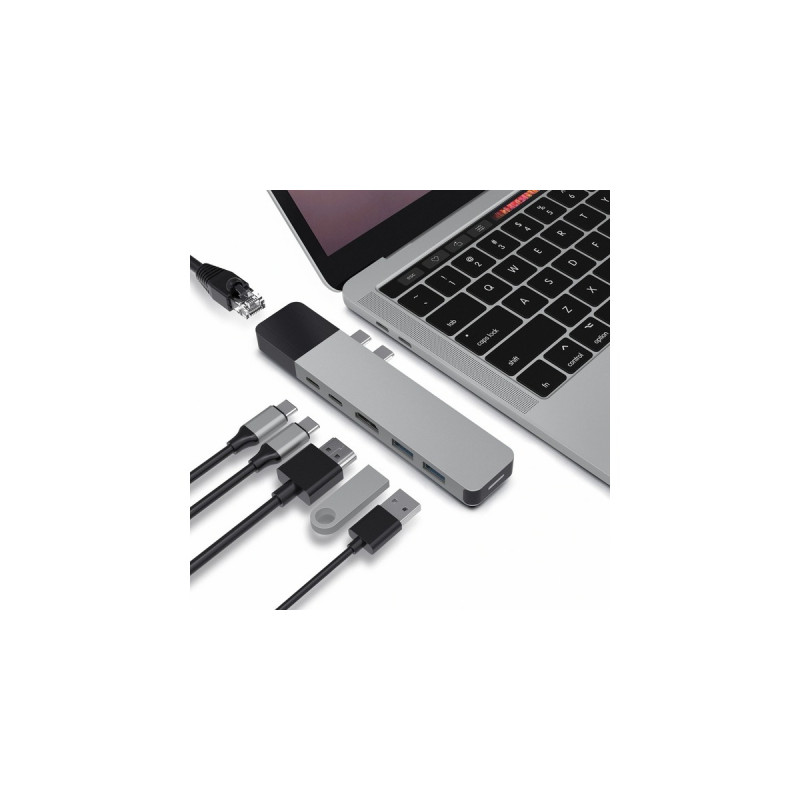 Hyper USB-C 4K Ethernet Dock, Dockingstation(dunkelgrau)