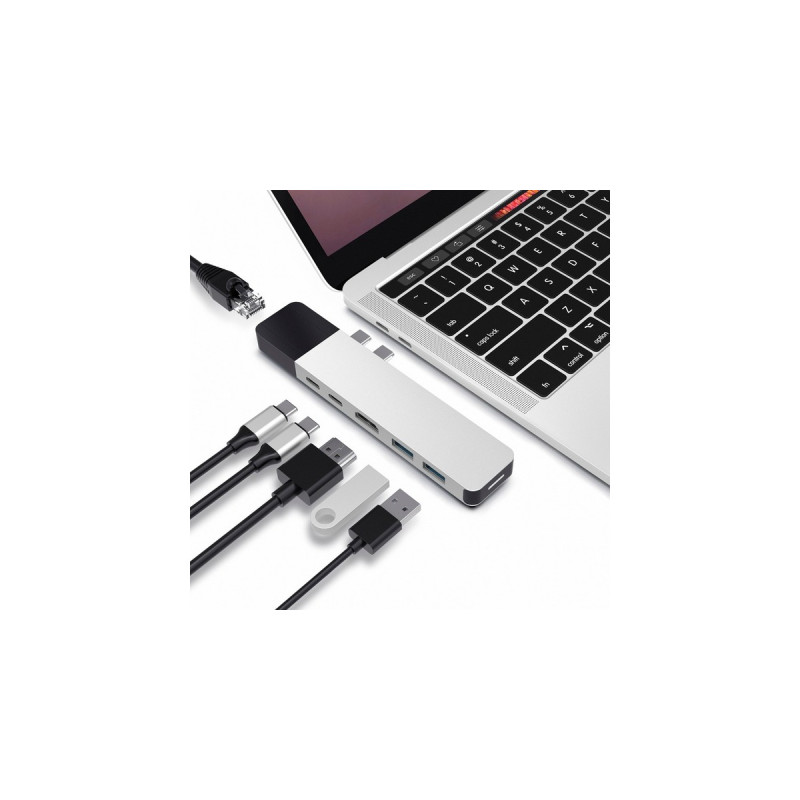Hyper USB-C 4K Ethernet Dock, Dockingstation(silber)