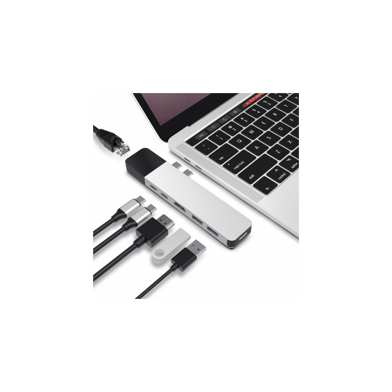 Hyper USB-C 4K Ethernet Dock, Dockingstation(silber)