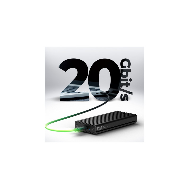 ICY BOX IB-1917M-C32, Laufwerksgehäuse(schwarz, USB 3.2 Gen 2x2 Type-C Gehäuse für M.2)