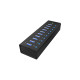 ICY BOX IB-AC6110, USB-Hub(schwarz, 10x USB 3.0, inkl. Ladeanschluss)