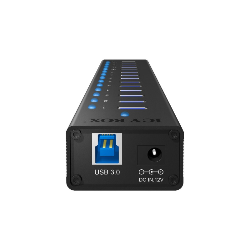 ICY BOX IB-AC6113, USB-Hub(schwarz, 13x USB 3.0, inkl. Ladeanschluss)