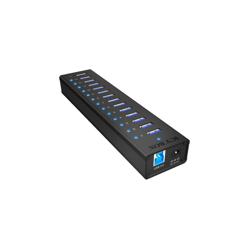 ICY BOX IB-AC6113, USB-Hub(schwarz, 13x USB 3.0, inkl. Ladeanschluss)