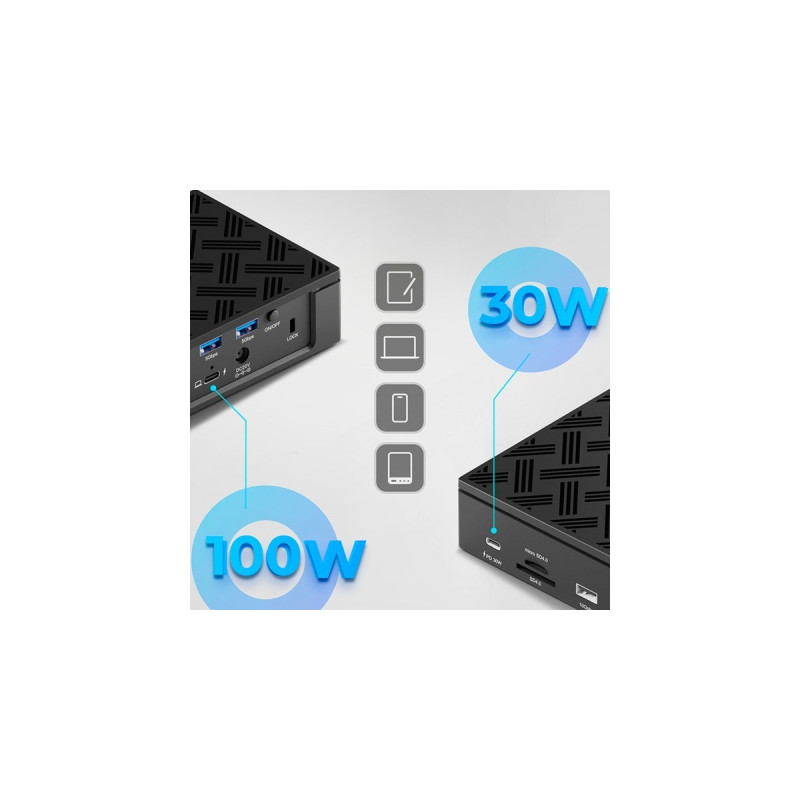 ICY BOX IB-DK2288AC, Dockingstation(anthrazit, USB-C, USB-A, HDMI, DisplayPort, RJ45)