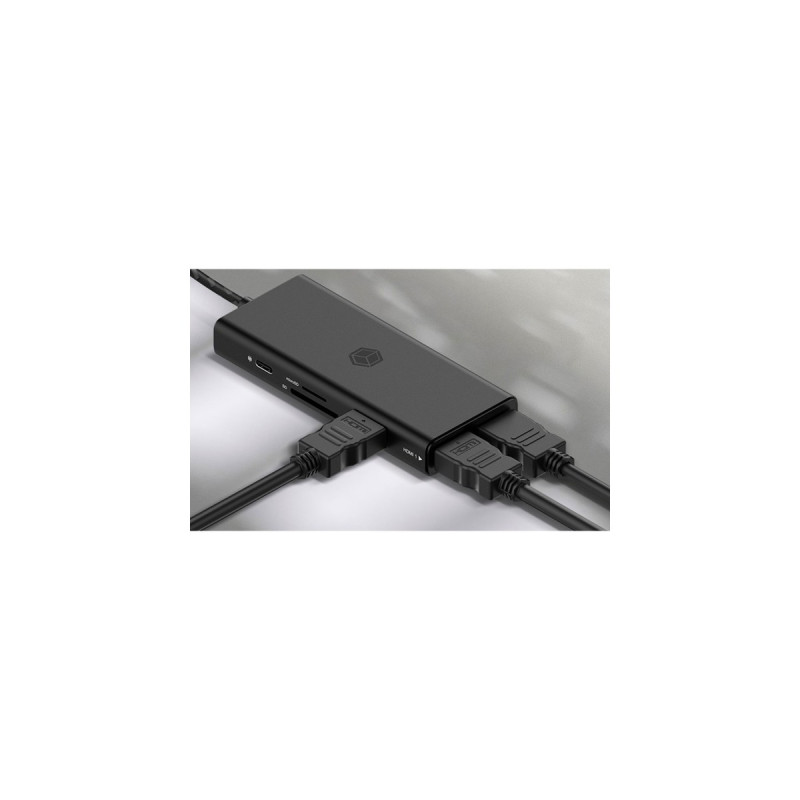 ICY BOX IB-DK4011-CPD, Dockingstation(schwarz, HDMI, USB-A, DisplayPort, SD/microSD-Kartenleser)