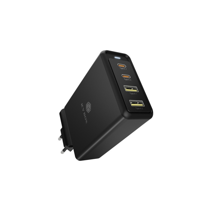 ICY BOX IB-PS104-PD, Ladegerät(schwarz, 4-Port Wall Charger)
