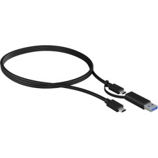 USB-A + USB-C Stecker(schwarz, 1 Meter, PD, Laden mit bis zu 100 Watt)