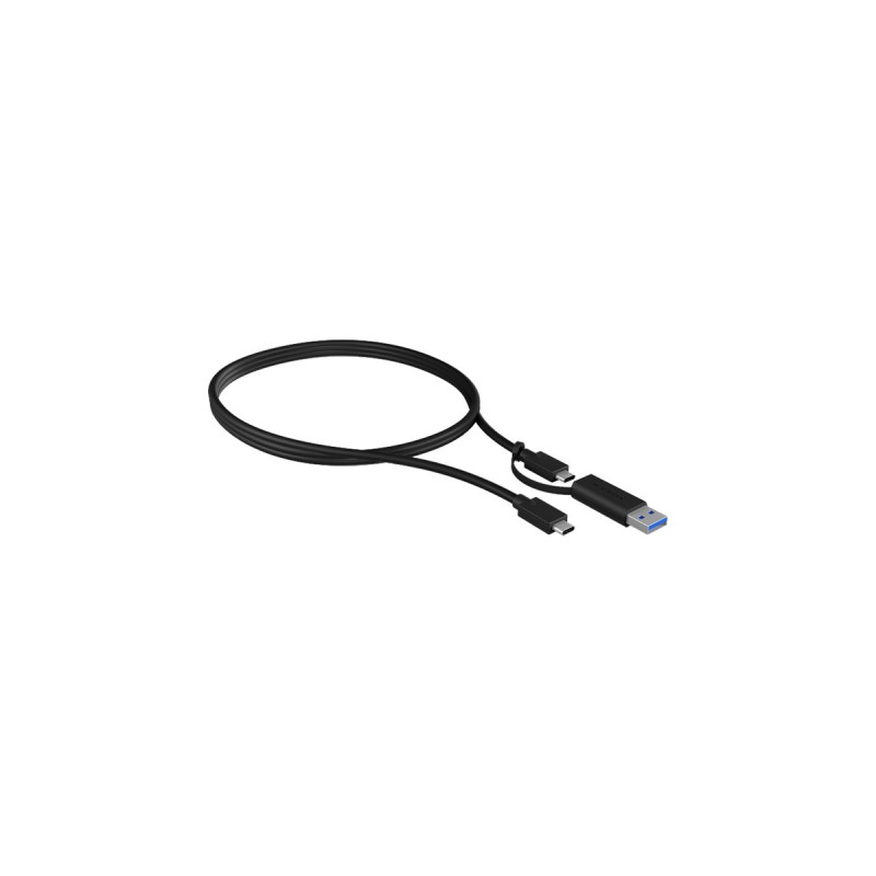 USB-A + USB-C Stecker(schwarz, 1 Meter, PD, Laden mit bis zu 100 Watt)