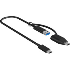 USB-A + USB-C Stecker(schwarz, 35cm)