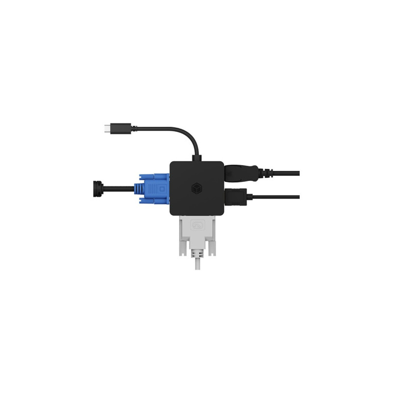 VGA + DVI + HDMI + DisplayPort Buchse(schwarz, 15cm)