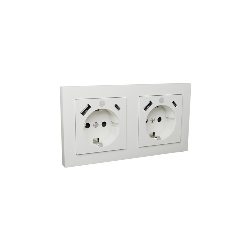 ICY BOX Unterputz Steckdosenset IB-MPS4200W-PD, mit USB PD Ladefunktion(weiß, 2 Stück)