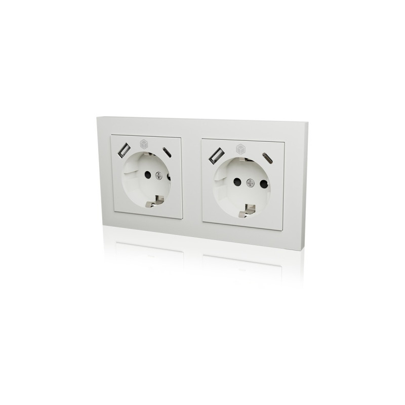 ICY BOX Unterputz Steckdosenset IB-MPS4200W-PD, mit USB PD Ladefunktion(weiß, 2 Stück)