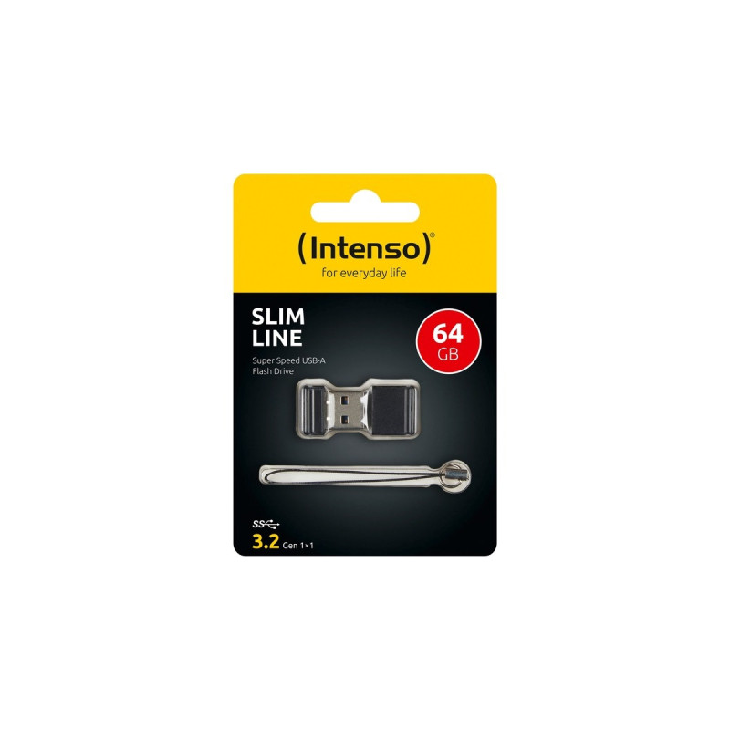 Intenso Slim Line 64 GB, USB-Stick(schwarz, USB-A 3.2 Gen 1)