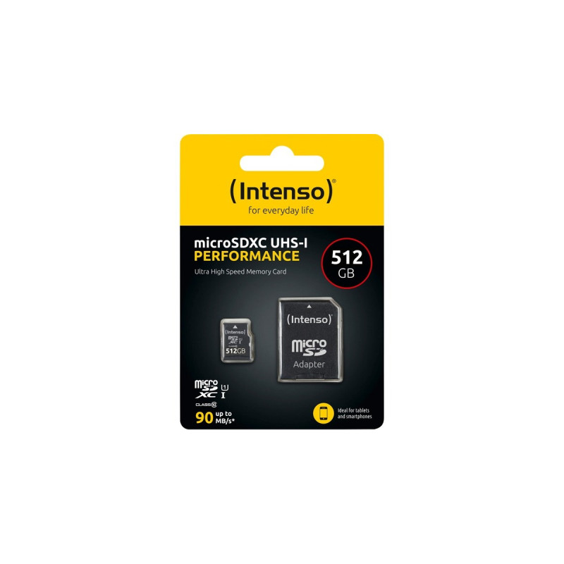 Intenso UHS-I Performance 512 GB microSDXC, Speicherkarte(schwarz, UHS-I U1, Class 10)