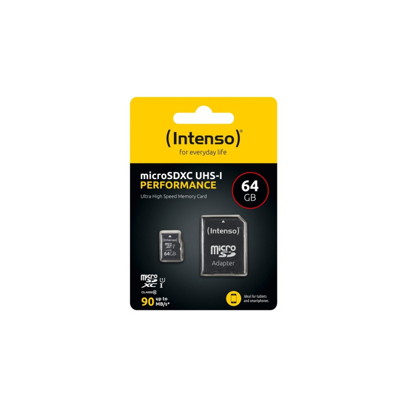 Intenso UHS-I Performance 64 GB microSDXC, Speicherkarte(schwarz, UHS-I U1, Class 10)